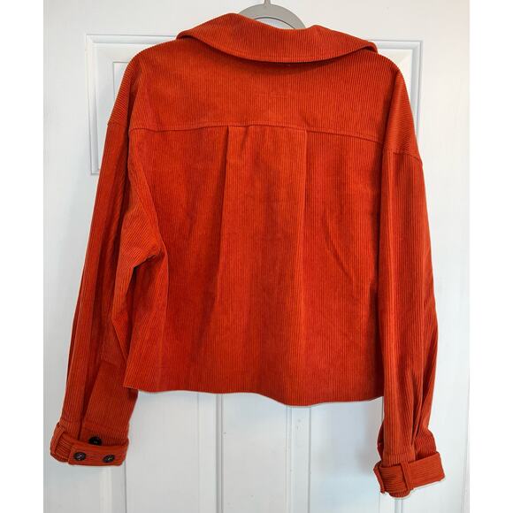 Avec Les Filles Rust Colored Corduroy Cropped Shacket  - size S - OJ - Picture 10 of 10
